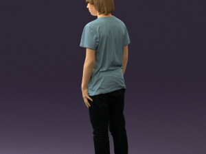 junior in blue shirt jeans 0589 3D Model