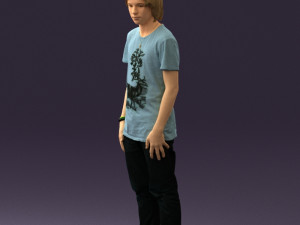 junior in blue shirt jeans 0589 3D Model