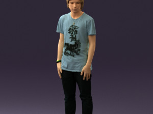 junior in blue shirt jeans 0589 3D Model