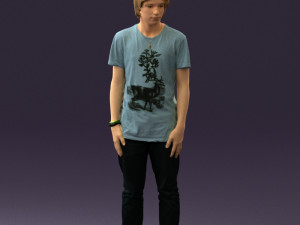 junior in blue shirt jeans 0589 3D Model