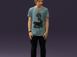 junior in blue shirt jeans 0589 3D Model