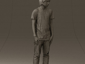 junior in blue shirt jeans 0589 3D Model