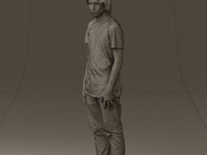 junior in blue shirt jeans 0589 3D Model