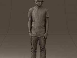 junior in blue shirt jeans 0589 3D Model
