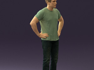 man in green-gray shirt 0590 3D Model