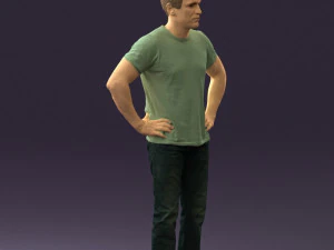 man in green-gray shirt 0590 3D Model