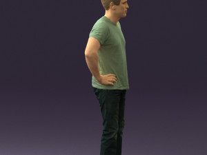 man in green-gray shirt 0590 3D Model