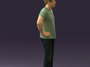 man in green-gray shirt 0590 3D Model