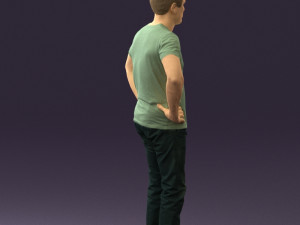 man in green-gray shirt 0590 3D Model