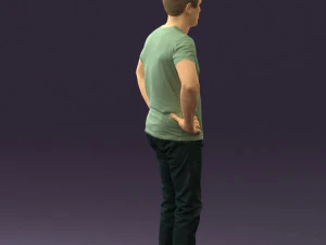 man in green-gray shirt 0590 3D Model