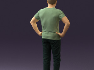 man in green-gray shirt 0590 3D Model