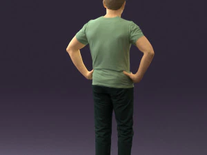 man in green-gray shirt 0590 3D Model