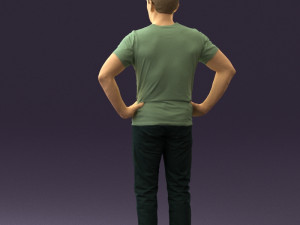man in green-gray shirt 0590 3D Model