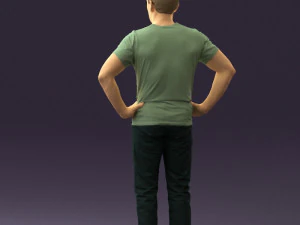 man in green-gray shirt 0590 3D Model