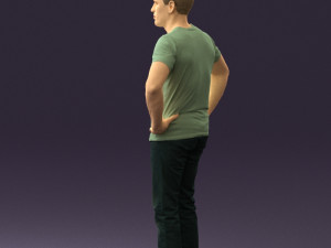 man in green-gray shirt 0590 3D Model