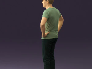 man in green-gray shirt 0590 3D Model