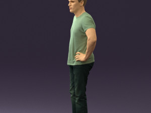 man in green-gray shirt 0590 3D Model
