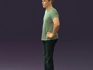 man in green-gray shirt 0590 3D Model