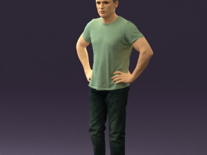 man in green-gray shirt 0590 3D Model