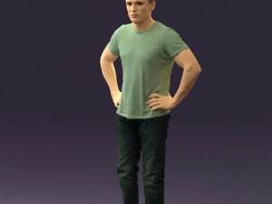 man in green-gray shirt 0590 3D Model