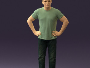 man in green-gray shirt 0590 3D Model