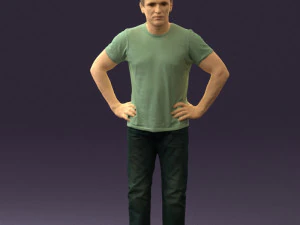 man in green-gray shirt 0590 3D Model