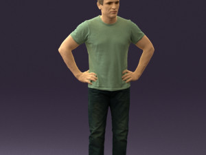 man in green-gray shirt 0590 3D Model