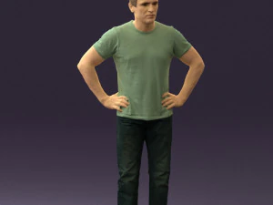 man in green-gray shirt 0590 3D Model