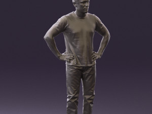 man in green-gray shirt 0590 3D Model