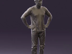 man in green-gray shirt 0590 3D Model