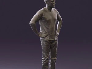 man in green-gray shirt 0590 3D Model