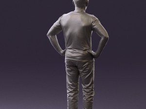 man in green-gray shirt 0590 3D Model