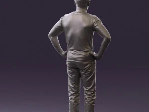 man in green-gray shirt 0590 3D Model