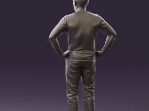 man in green-gray shirt 0590 3D Model
