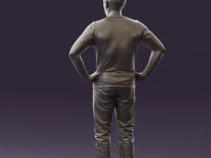 man in green-gray shirt 0590 3D Model