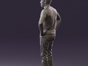man in green-gray shirt 0590 3D Model