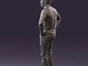 man in green-gray shirt 0590 3D Model