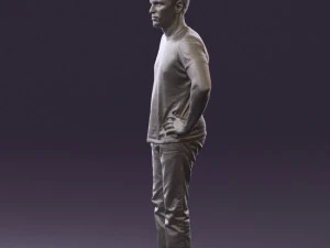 man in green-gray shirt 0590 3D Model