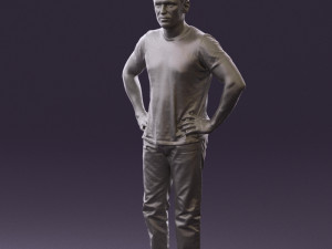 man in green-gray shirt 0590 3D Model