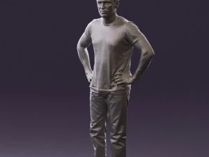 man in green-gray shirt 0590 3D Model
