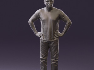 man in green-gray shirt 0590 3D Model