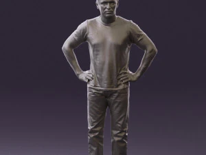 man in green-gray shirt 0590 3D Model