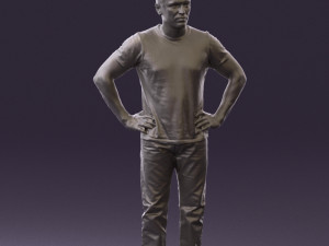 man in green-gray shirt 0590 3D Model