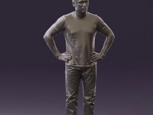 man in green-gray shirt 0590 3D Model