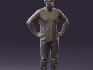 man in green-gray shirt 0590 3D Model