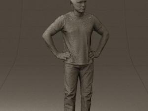 man in green-gray shirt 0590 3D Model