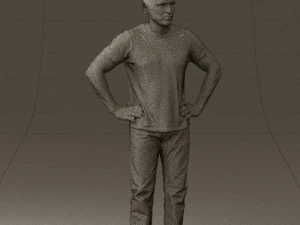 man in green-gray shirt 0590 3D Model