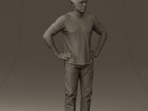 man in green-gray shirt 0590 3D Model