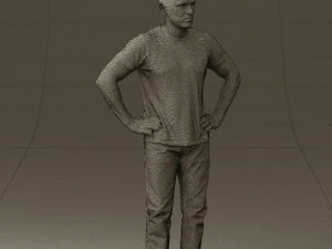 man in green-gray shirt 0590 3D Model