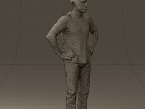 man in green-gray shirt 0590 3D Model